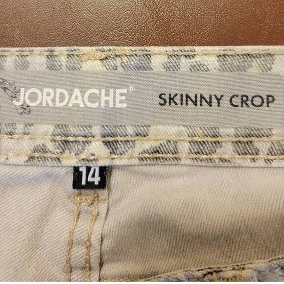Vtg Jordache Cropped Jeans Tan Black Cheetah Print Mid Rise Skinny Size 14 - Picture 7 of 11